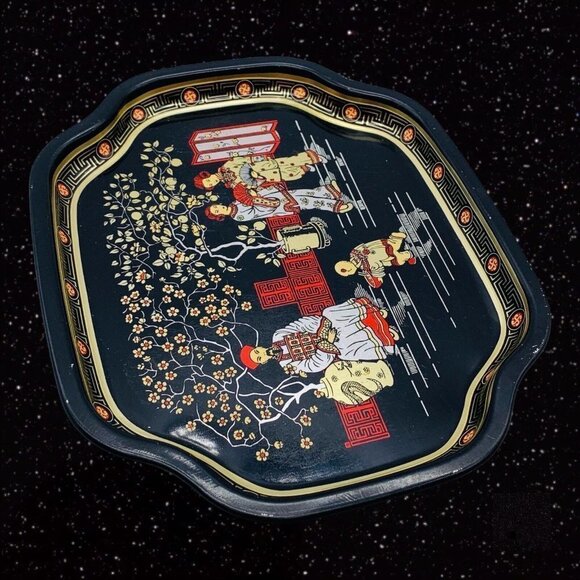 Elite Trays Metal Plate Tin Tray Made in England Asian Chinese 7.5”L 6”W - Picture 3 of 9